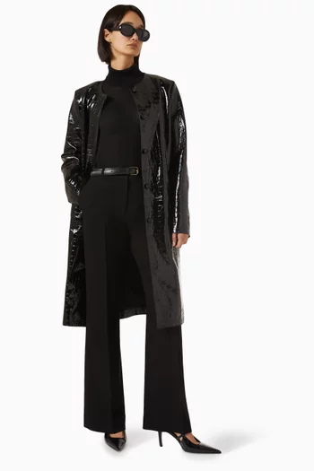 Croc-embossed Coat in Lamb Leather