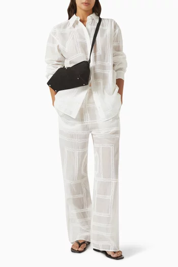 Monogram Crochet Pyjama Pants in Organic Cotton-blend
