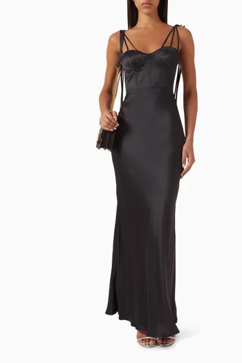 Occhione Maxi Dress in Viscose Satin