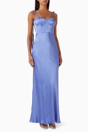 Occhione Maxi Dress in Viscose Satin