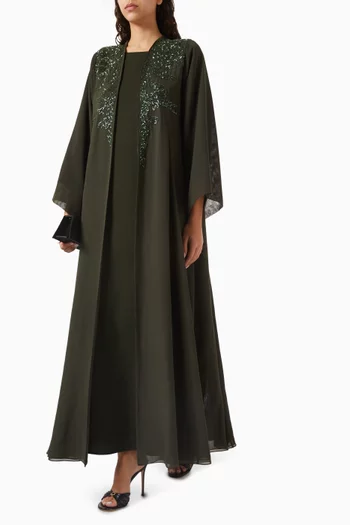Embellished Abaya Set in Double Chiffon