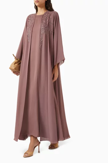 Embellished Abaya Set in Double Chiffon