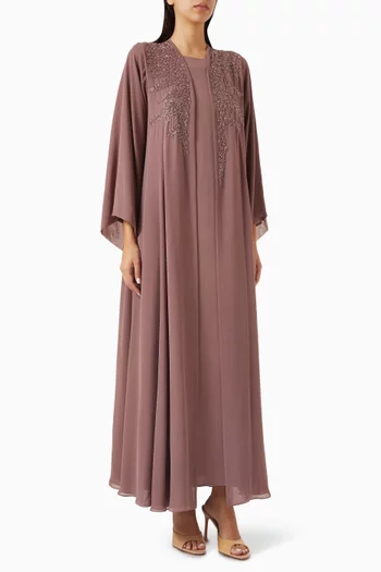 Embellished Abaya Set in Double Chiffon