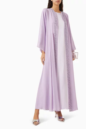 Embellished-trim Abaya Set in Double Chiffon