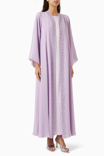 Embellished-trim Abaya Set in Double Chiffon