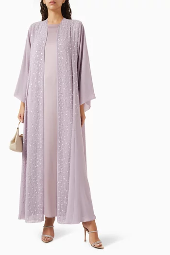 All-over Embellished Abaya Set in Double Chiffon
