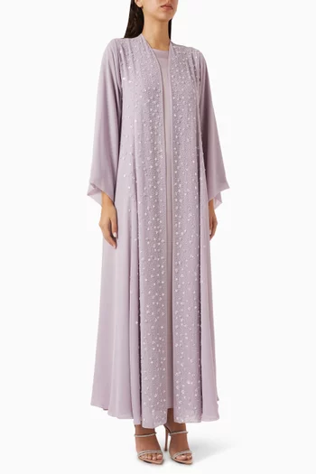 All-over Embellished Abaya Set in Double Chiffon