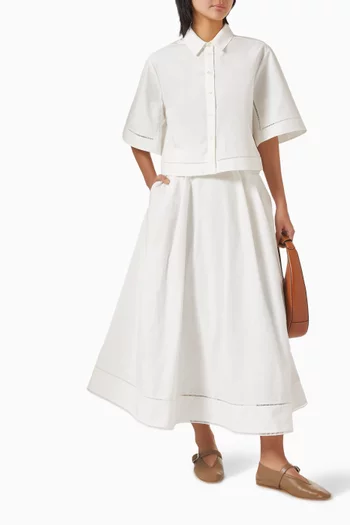 Ladder Lace Shirt in Cotton Poplin
