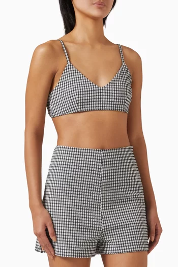 حمالة صدر قصيرة بنقشة مربعات غينغهام مزيج نايلون