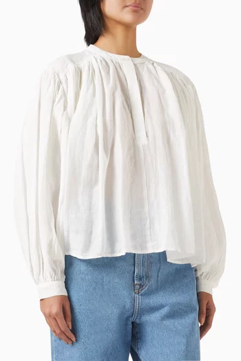 Pleated Top in Ramie