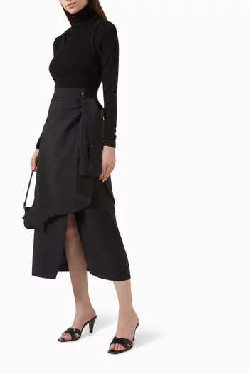Shirt-wrap Skirt in Wool-blend
