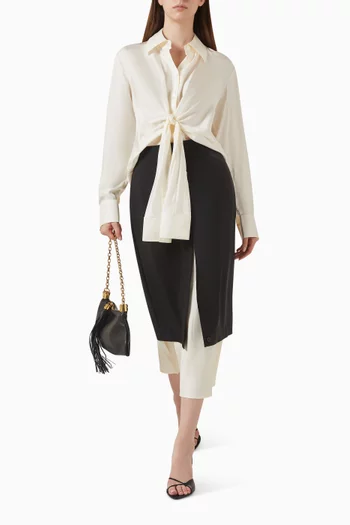 Contrast Upside-down Skirt in Wool-blend