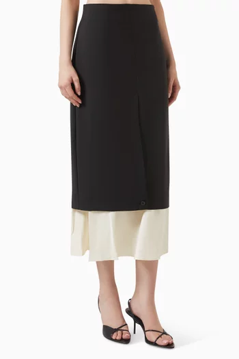 Contrast Upside-down Skirt in Wool-blend