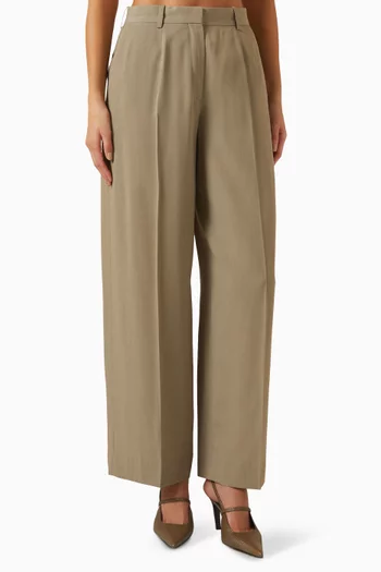 Wide Fluid Pants in Wool-blend