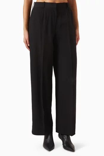 Wide Fluid Pants in Wool-blend