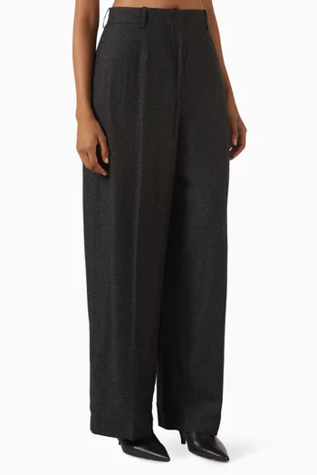 Wide-leg Flannel Pants Viscose Blend