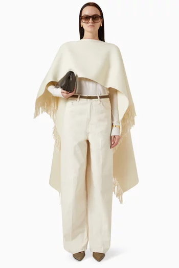 بونشو بحواف بشرّابات مزيج صوف