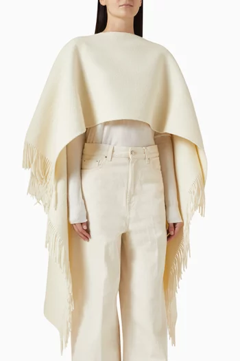 بونشو بحواف بشرّابات مزيج صوف