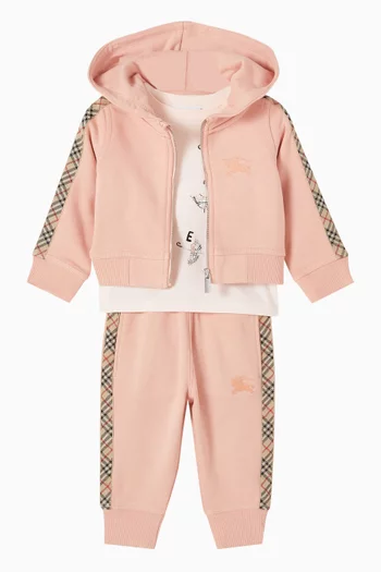 Check-tape Zip Hoodie in Cotton