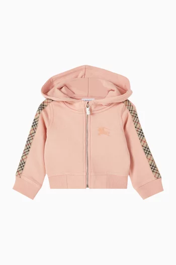 Check-tape Zip Hoodie in Cotton