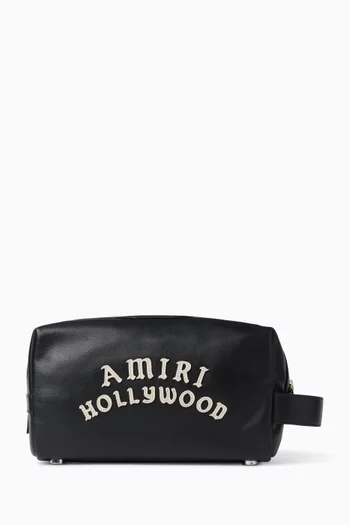 حقيبة مستحضرات العناية الشخصية بشعار Hollywood جلد