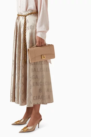 Hourglass Pochette in Croc-embossed Leather