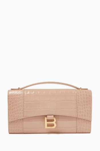 Hourglass Pochette in Croc-embossed Leather