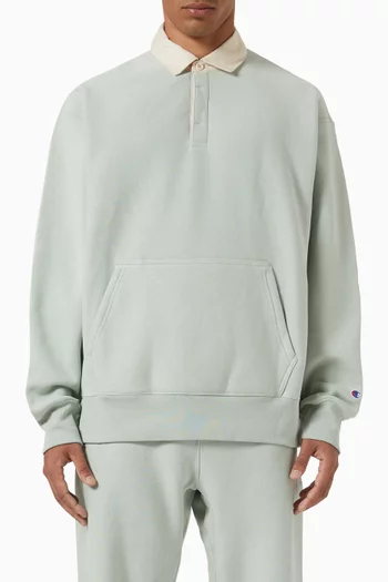 Polo Neck Sweatshirt in Reverse Weave Fleece