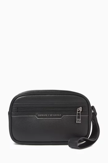 Logo-plaque Beauty Case in Leather