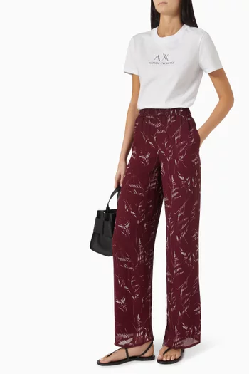 Printed Wide-leg Pants in Viscose
