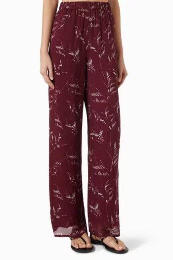 Printed Wide-leg Pants in Viscose
