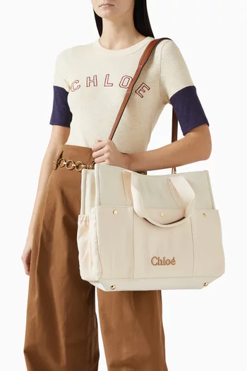 Logo-embroidered Changing Bag in Canvas