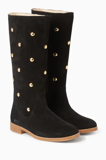 Studded Long Boots in Suede