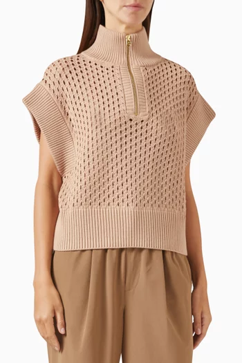 Gaines Half-zip Knit Top in Cotton