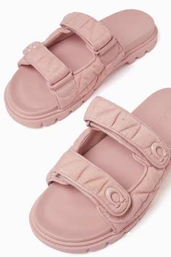 Sculpted C Quilted Slide Sandals in Denim