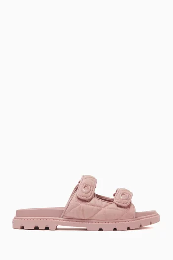 Sculpted C Quilted Slide Sandals in Denim