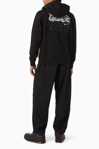 Happy Tiger Embroidered Hoodie in Cotton