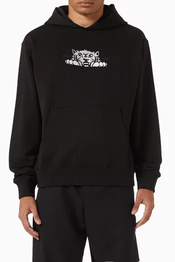 Happy Tiger Embroidered Hoodie in Cotton
