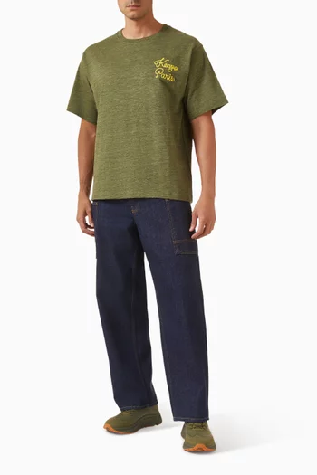 تي شيرت مطرز بغرزة السلسلة قطن