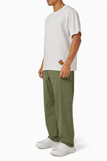 بنطال كارغو مطرز بشعار الماركة وفيل قطن مغلف