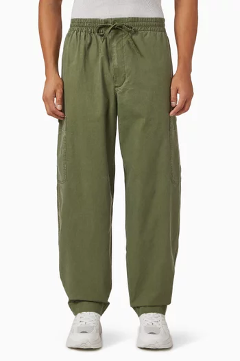 بنطال كارغو مطرز بشعار الماركة وفيل قطن مغلف