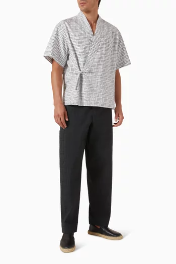 KENZO Weave Kimono Shirt in Cotton-jacquard