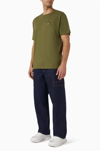 تي شيرت مطرز بشعار نمر يبتسم قطن