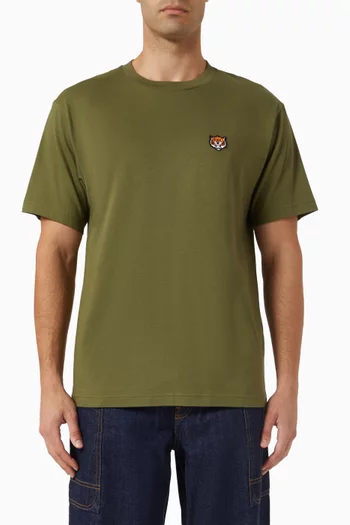 تي شيرت مطرز بشعار نمر يبتسم قطن