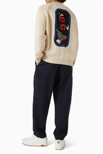 سترة مطرزة بشعار KENZO City‏ مزيج صوف وقطن