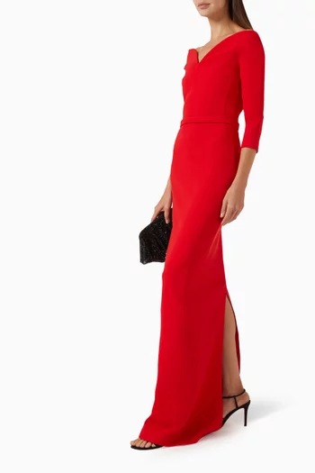 Lindy Off-shoulder Dress in Crepe