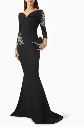 فستان سهرة ليندا مطرز بالكريستال