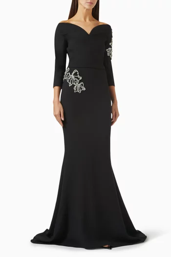 فستان سهرة ليندا مطرز بالكريستال