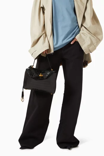 Small Rodeo Handbag in Croc-embossed Leather