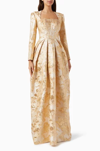 Floral Brocade Maxi Dress